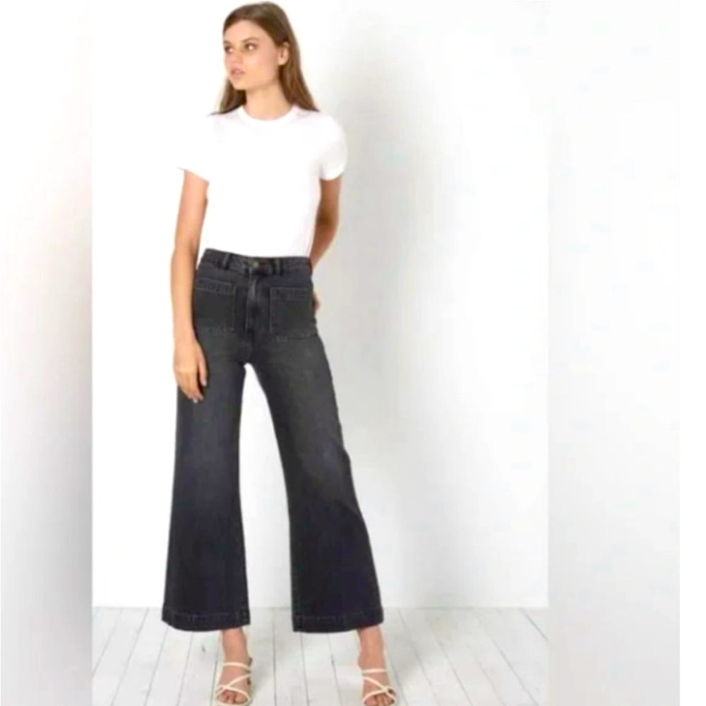 Rolla's High Rise Wide Leg G’day Mate Black sailor Jeans Size 28